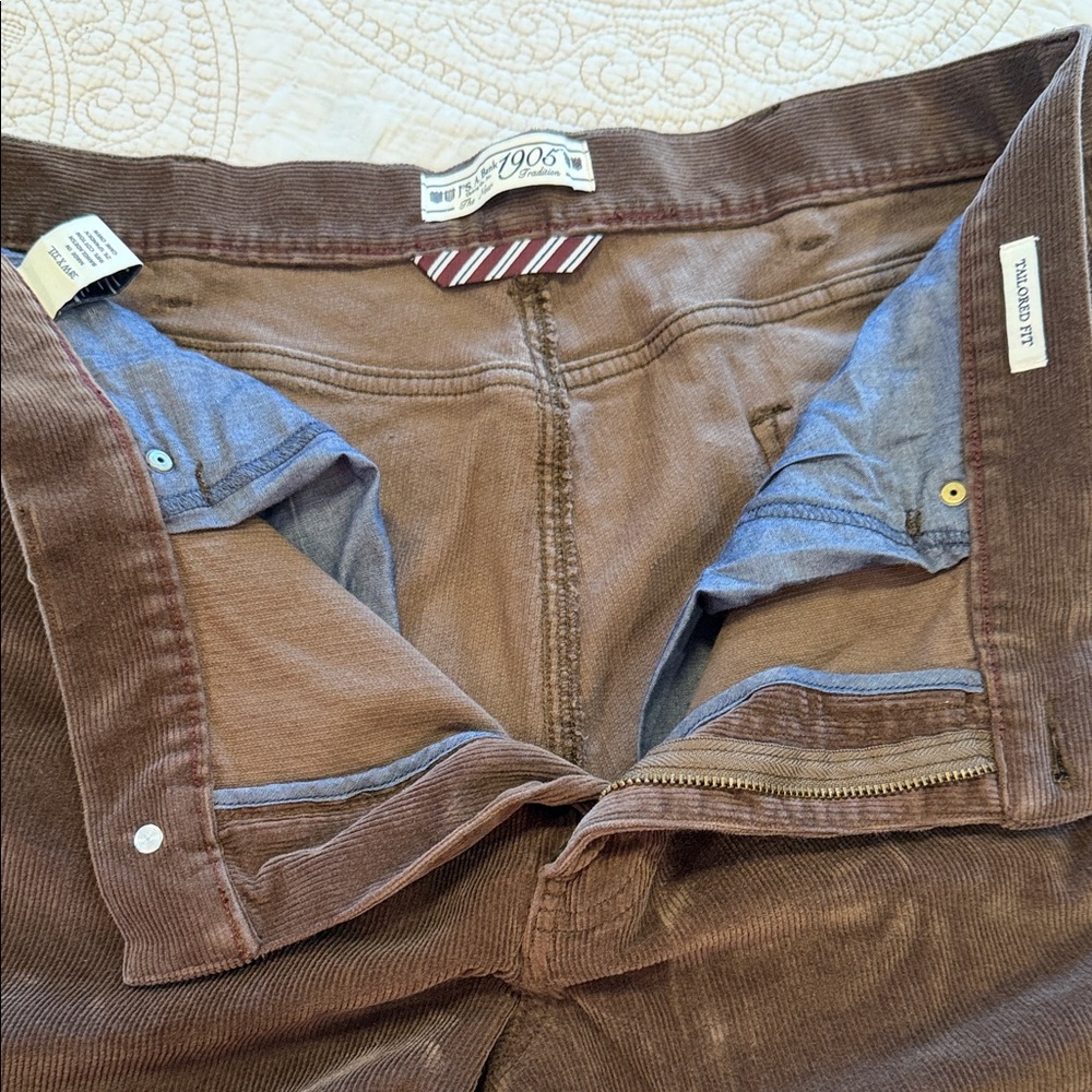 Jos. A. Bank 1905 Brown Corduroy Pants Men’s 38x32 Tailored Fit - Picture 3 of 5